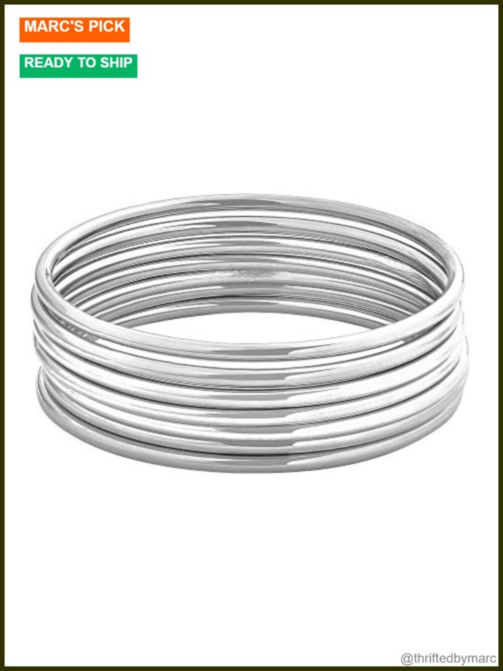 Stainless Steel Thin Round Bangle Bracelet Set of 7 Women Jewelry